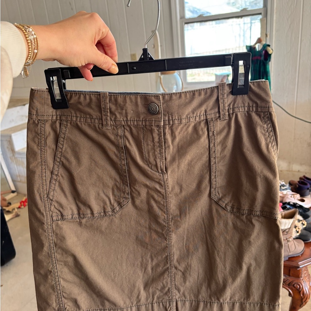 Ann Taylor loft petite brown cargo skirt Size 0 #cargo #skirt